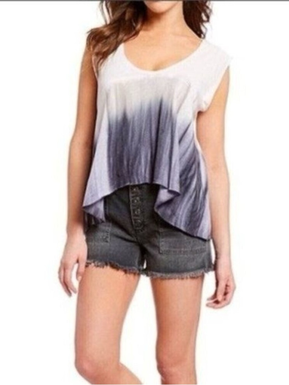 We the Free by Free People "Paradise" Ombre Tie-Dye Tee Tank Top size Large
